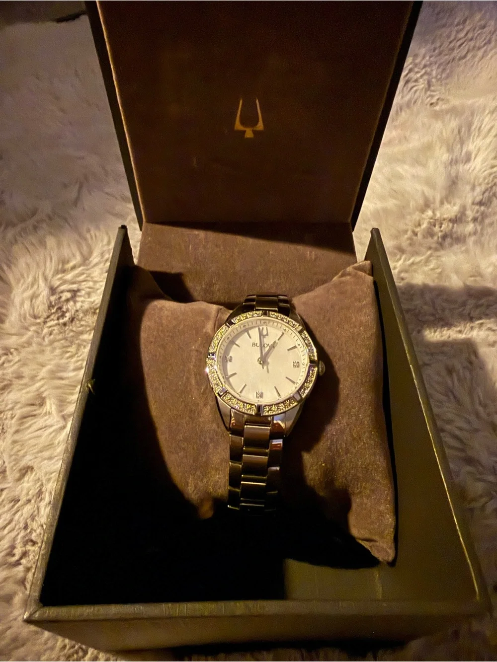 Bulova Silver and Gold-Tone Men's Bracelet Watch with Crystal Accents